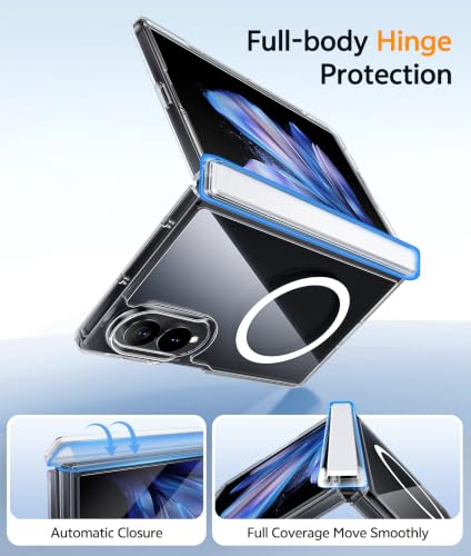 Image of FNTCASE for Samsung Galaxy Z Fold 8 Case: [Hinge Protection] Transparent Clear Cases [Compatible with Magsafe] [Screen Protector] Military Grade Shockproof Protective Phone Cover-Clear