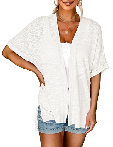 Image of MEROKEETY Women's 2026 Summer Lightweight Kimono Cardigan Short Sleeve Open Front Casual Loose Trendy Beach Cover Ups