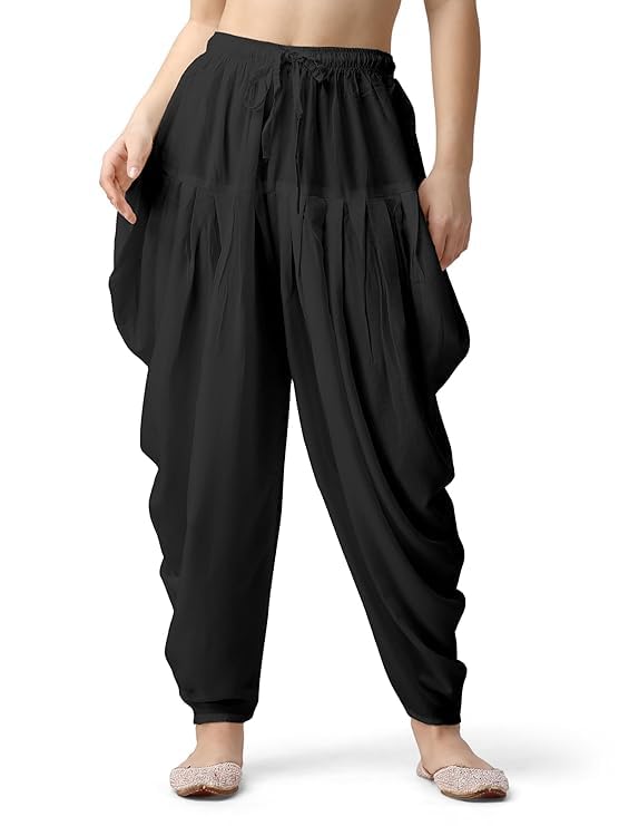 Women Loose Fit Rayon Dhoti Pant Patiala Slawar Bottom Wear Harem Pants Free Size