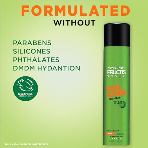 Fructis Style Sleek and Shine Anti-Humidity Hairspray, Ultra Strong Hold, Frizz Protection 8.25 Oz, 3 Count (Packaging May Vary)