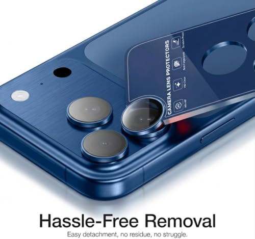 Image of OpenTech Premium Camera Lens Protector Compatible For iPhone 17 Pro / 17 Pro Max (Deep Blue) - 9H Tempered Glass, Military-Grade Anti-Scratch, Case-Friendly, Easy Install Frame