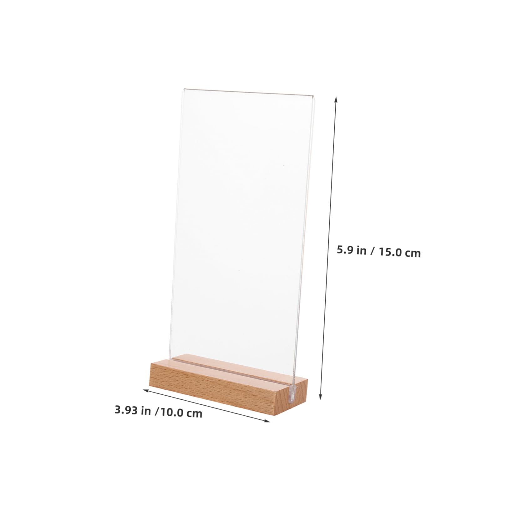 5 Piezas Soporte Vertical Acrílico para Menús con Base Madera T Exhibidor Transparente para Mesa Restaurante Oficina y Eventos