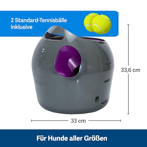 PetSafe Automatischer Ballwerfer für Hunde, Wurfweite zwischen 2,5-9 Meter, Regenresistent mit Bewegungssensoren, Grau/Lila.