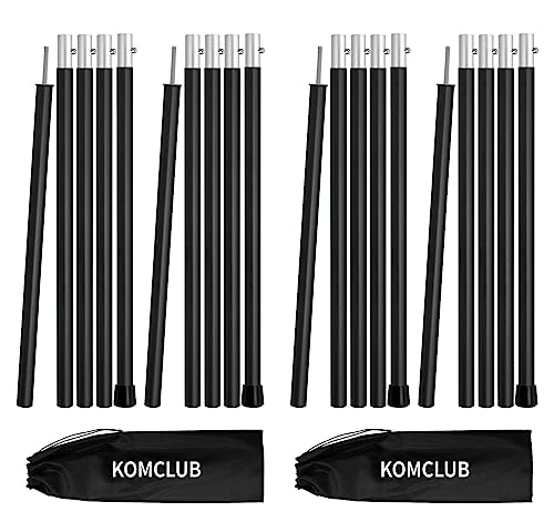 KOMCLUB Lot de 4 barres de tente télescopiques en aluminium pour tente - Légères et réglables - 1,9 m