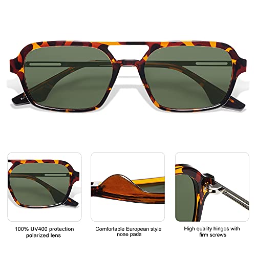 Image of SOJOS Vintage Polarized Aviator Sunglasses for Women Men 70s Retro Flat Narrow Rectangular Womens Glasses SJ2186