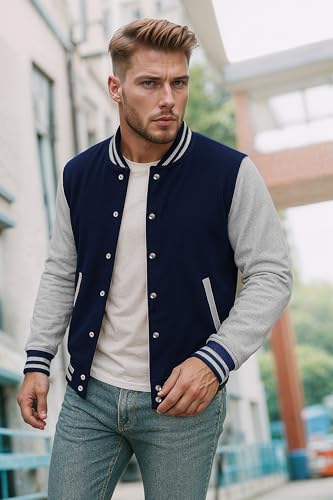 Image of Decrum Varsity Jacket Men - Casual High School Baseball Letterman Style Mens Bomber Jackets