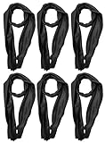 6 Piece Solid Black Color Warm Winter Fleece Scarfs