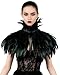 L'VOW Black Gothic Victorian Natural Feather Cape Shawl Stole Poncho with Choker Collar (Black)
