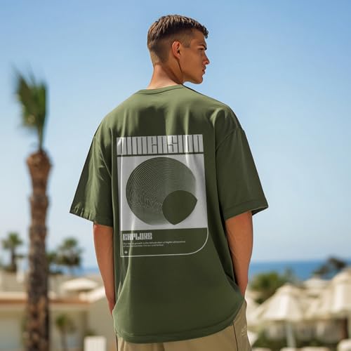 Image of Nobero Men's Oversized Graphic T-Shirt for Men | Soft Cotton | Drop Shoulder Relaxed Fit | Printed Casual Tshirt for Men