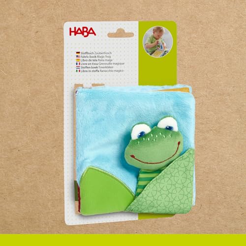 HABA Stoffbuch Zauberfrosch – Fühlbuch mit tollen Effekten & Spiegelfolie – Weiches Spielbuch für Babys & Kleinkinder ab 6 Monate – Fördert Sinne & Motorik – 1302097001
