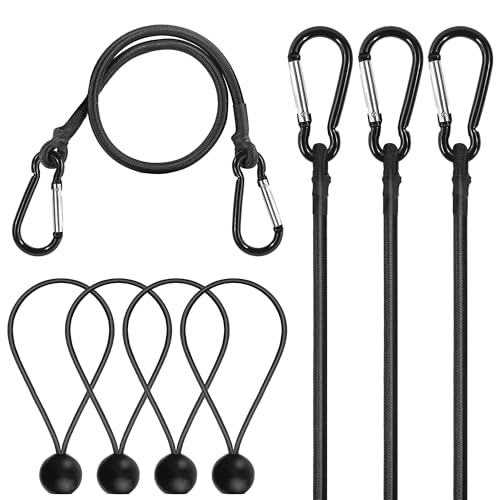 Bungee Cords with Hooks – 4 Pack 24" Heavy Duty Bungee Straps with Carabiner + 4 Ball Bungee Cords 8", for Kayak, Paddle Board, Truck, Camping, Garage,Camping Accessories – Max Load 78 lbs 2