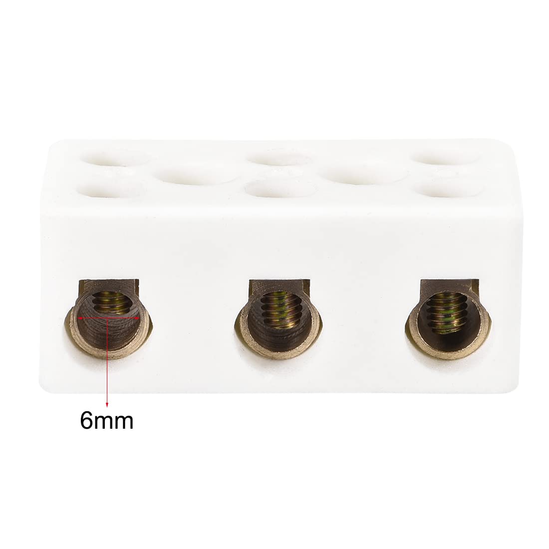 sourcing map Bloques de Terminales de Cerámica de 3 Vías, Conectores Cerámicos de Porcelana de Alta Temperatura para Cable Eléctrico