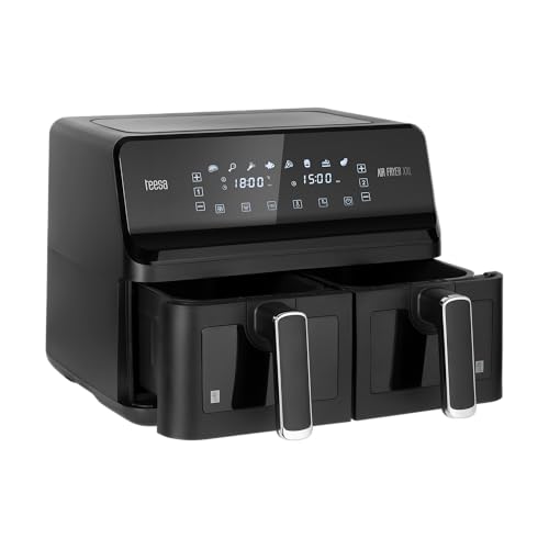 Teesa Frytkownica Beztłuszczowa XXL Moc 2700W Dwukomorowa 2x4L AIR FRYER DUAL POT Wyświetlacz LCD 7 Programów Gotowania TSA8089