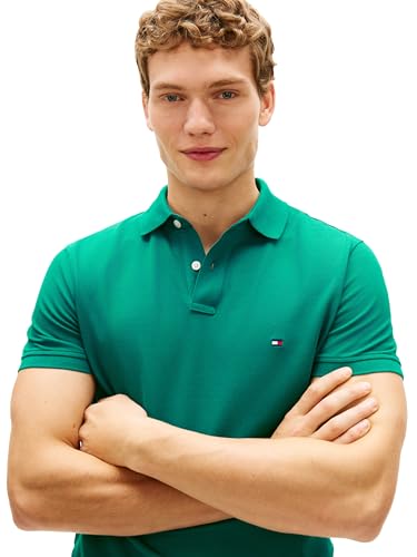 Image of Tommy Hilfiger Men's Short Sleeve Polo Shirts in Regular Fit With Stretch and Organic Pique Cotton