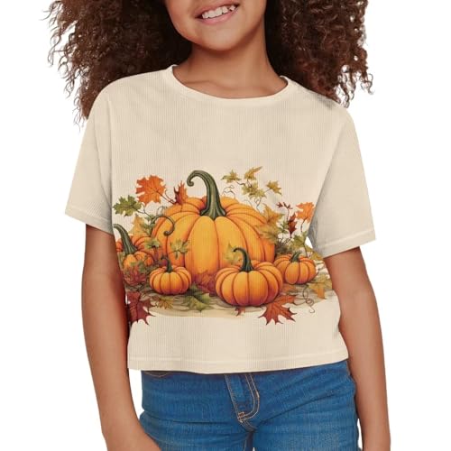 Image of Kids Crop Top Short Sleeve T-Shirts for Girls Size 5-14