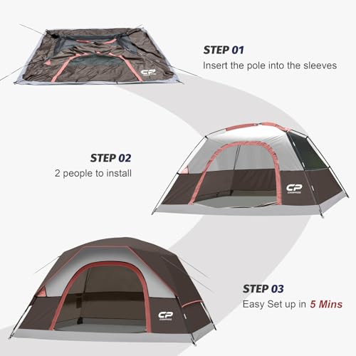 Image of CAMPROS CP Tents for Camping 2 /4 /6 Person, Waterproof Windproof Dome Tent