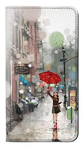 Étui flip pour Samsung Galaxy A57 housse cuir poétique au motif Girl in The Rain