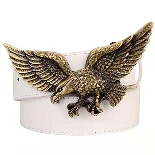 Ceinture en cuir lisse unisexe à boucle aigle style rétro décontracté pour pantalon