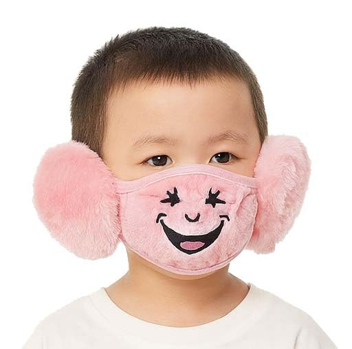 mikoniko Kids Soft Plush Winter Face Mask with Ear Covers | Cold Protection for Boys & Girls (3–10 Years) | Pack of 1_Pink-picture-28