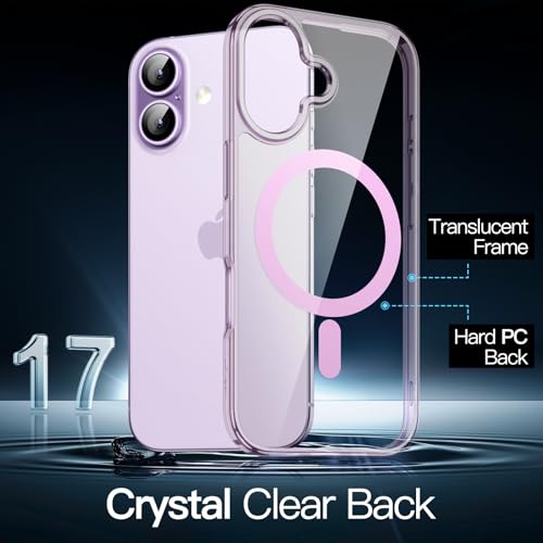Image of JETech Magnetic Case for iPhone 17 6.3-Inch Compatible with MagSafe, Shockproof Phone Bumper Cover, Anti-Scratch Clear Back (Purple)
