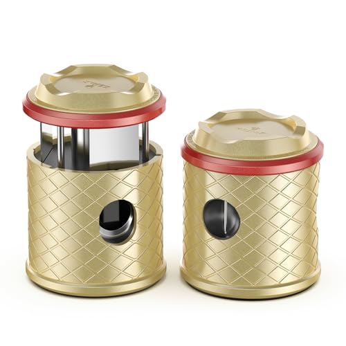 KEJIAR Desktop Cigar Cutter, 4-in-1 Rhombic Look Cigar Cutter with Cigar Holder, Two Size Guillotine, V-Shaped Cigar Cutter, Cuts up to 68 Ring Size Cigars, Gift Box Gifts for Men (Gold)