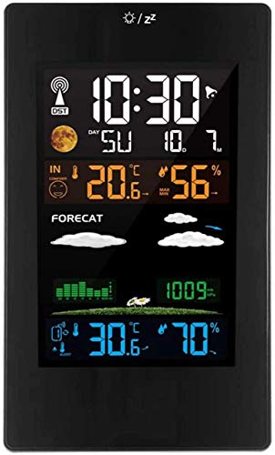 Wanduhren, Wetterstation Digitaler Wecker Drahtloser Sensor Thermometer Hygrometer Barometer Farbe Große Anzeige Vorhersage Wanduhr