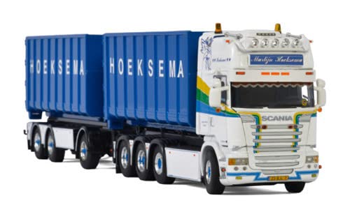 Wsi For Scania Streamline For Topline 8X2 Tag Axle Riged Truck Drawbar Hooklift System & Container 40M3 Hoeksema 1/50 Diecast Truck Pre-Built Model #TOP13