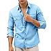 Aniywn Jean Shirt for Men Long Sleeve Slim Fit Button Down Jacket Causal Lightweight Tops Fashion Denim Shirts with Pockets Blue