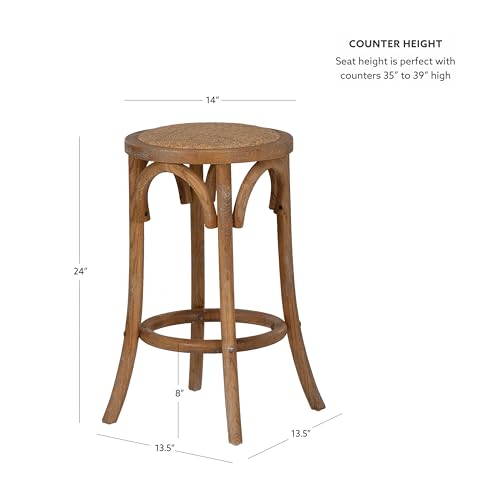 Linon AMZN0539 Bronwyn Natural Rattan Seat Backless Counter Stool thumb #2
