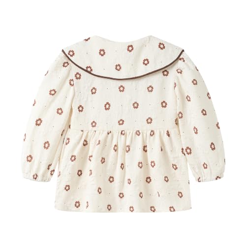 Image of Mud Kingdom Girls Blouse Shirts Spring Fall Long Sleeve Button-Down Top Ruffle Collar