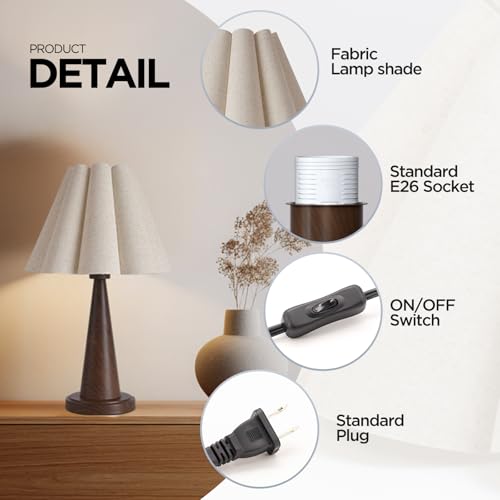 Lámpara de mesa moderna con pantalla lino pétalo 20.5" miniatura 4