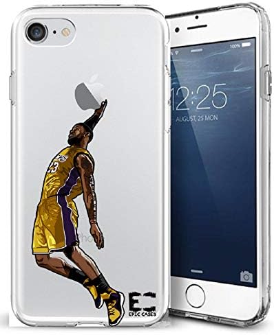 Epic Cases Fits on iPhone6/6S Fits on iPhone 7/Fits on iPhone 8 Case Ultra Slim Crystal Clear Basketball Series Soft Transparent TPU Case Cover Apple - King James LBJ Lakers (iPhone 6/7/8)