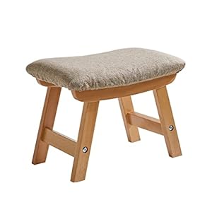 Reposapiés de Madera, Taburete otomano Acolchado con Funda extraíble, 4 Patas de Haya, Adecuado para Dormitorio, Sala de Estar y Cocina, (Pata Natural + cojín Beige), YDEU-1358