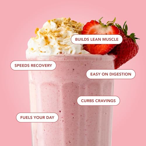 Image of Clean Simple Eats Whey Isolate Protein Powder, Strawberry Cheesecake, Naturally Sweetened, Zero Added Sugar, 20g 100% Grass Fed Protein Powder with Digestive Enzymes, Gluten Free, Non GMO, 30 Servings