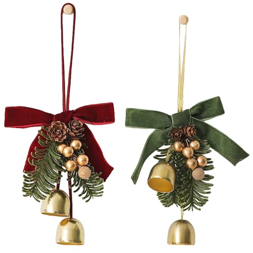 HAOBIN 2 stück Weihnachtsschleifen mit Glöckchen 14 * 10 cm...