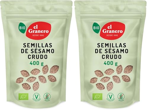 El Granero Integral - Semillas de Sésamo Crudo 400 g - Ricas en Vitaminas - Fuente de Sodio y Potasio - Favorecen el Correcto Funcionamiento del Sistema Nervioso - Aptas para Veganos (Paquete de 2)