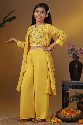 Image of Fashion Dream Girls Georgette Embroidered Palazzo Set|Kids Ethnic Wear|sharara set for girls|Indo Western Set