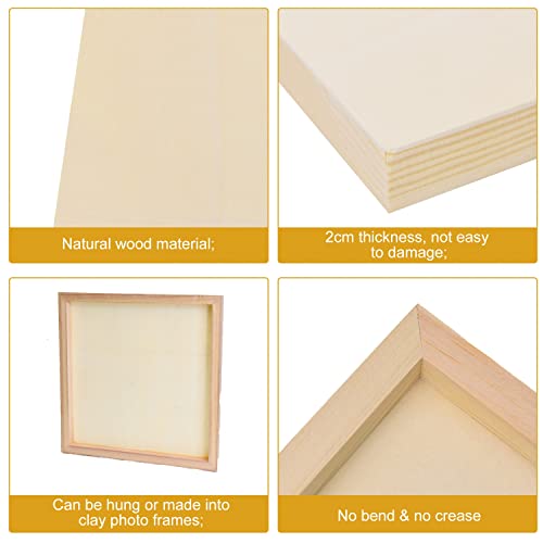 YoleShy 6 Pcs 12\'\' x 12\'\' Wood Panels for Painting, Unfinished Wood Canvas Boards for Arts & Craft, Wooden Cradled Panels for Pouring, DIY Art Crfats, Paints and More - Thumbnail 5