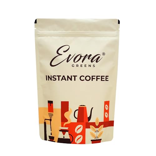 Image of Evora Greens Classic Instant Coffee | Arabica & Robusta Blend | Strong Aroma & Smooth Taste | Hot, Cold & Black Coffee | Makes ~50 Cups | 500g Glass Jar