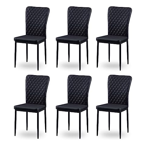 JaHECOME Set of 6 Black Faux Leather Chairs Cover