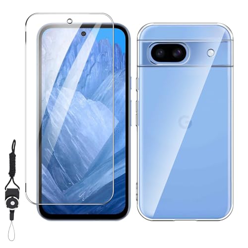 Nutmeg【1+1】対応 Google Pixel 8a 専用ガラスフィルム + グーグルピクセル8a 専用ケース クリア TPU素材 全透明 傷つけ防止 柔らかい手触り 落下防止 耐衝撃 ピクセル8a 専用保護フィルム 硬度9H 気泡ゼロ 高透過率