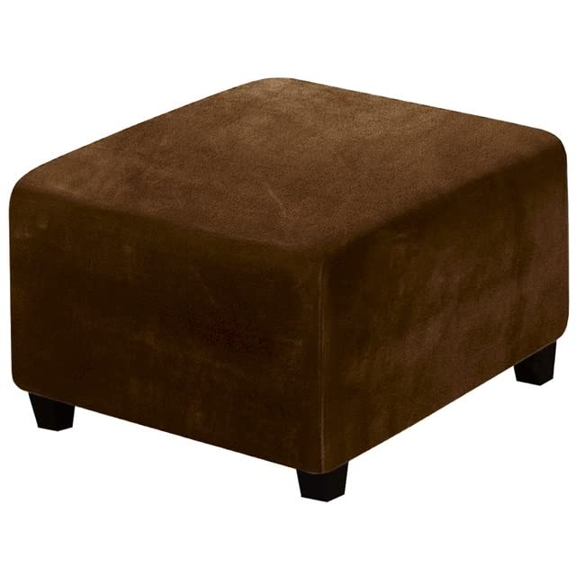 Stretch Ottoman Covers Round/Square Footstool Cover, Velvet Modern Removable Washable Large Stretch Pouffe Cover Anti-Slip Dustproof Foot Stool Slipcovers With Elastic Bottom Swivel chair cover(A23,60