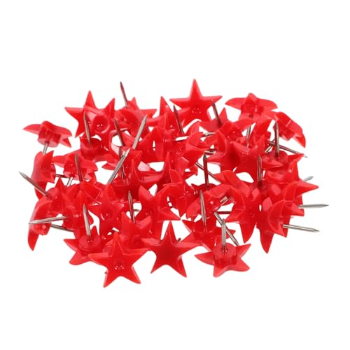 HOMSFOU 50 Piezas Divertidos alfileres decoración de Oficina Alfileres Coloridos chinchetas Decorativas Pins de Tablero de Corcho alfileres de Estrella chinchetas estéticas Metal Rojo