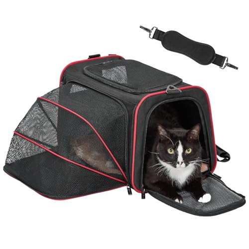 Petsfit Expandable Cat Carrier Dog Carriers,Airline Approved Soft-Sided Portable Pet Travel Washable Carrier for Kittens,Puppies,Removable Soft Plush mat and Pockets,Locking Safety Zippers by Petsfit - Used condition - CA$45.05