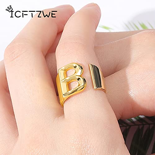 Fashion Adjustable Open Initial Rings for Women - Stainless Steel A-Z Letter Ring - Meaningful Wedding Jewelry Gift (Letter S)4