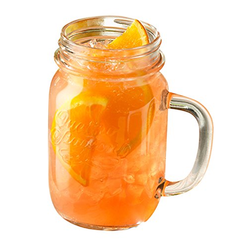 Bormioli Rocco Italian manico in vetro barattolo, tazze, 396,9 gram (4 pezzi), colore: Oro, con coperchio e panno - immagine 3