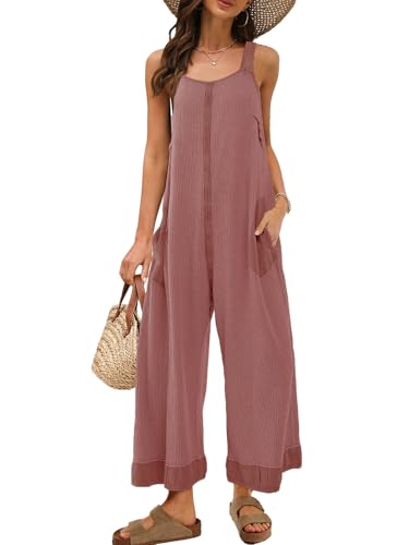 Panadila Womens Waffle Knit Jumpsuit Casual Wide...