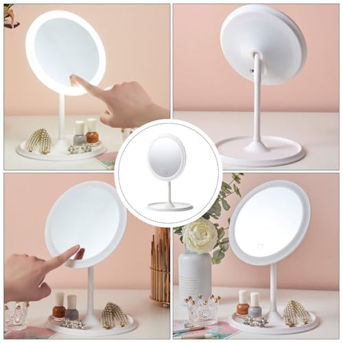 Espejo de maquillaje LED portátil ABOOFAN con luz ajustable miniatura 4