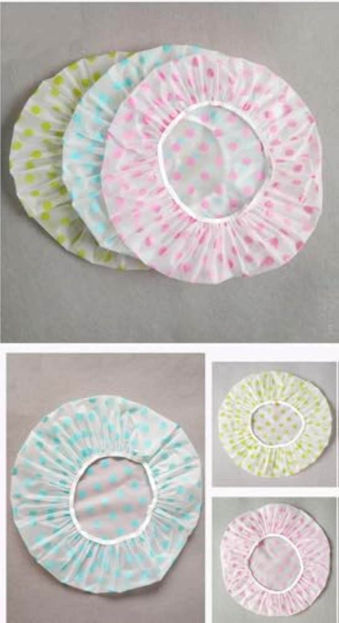 Set of 6 Reusable Waterproof Shower Caps for Women
