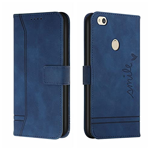 Bravoday Cover per Huawei P8 Lite 2017 / P9 Lite 2017, Flip Custodia in Pelle PU Portafoglio Custodia per Huawei Nova Lite / GR3 / Honor 8 Lite, con Slot per Schede, Blu